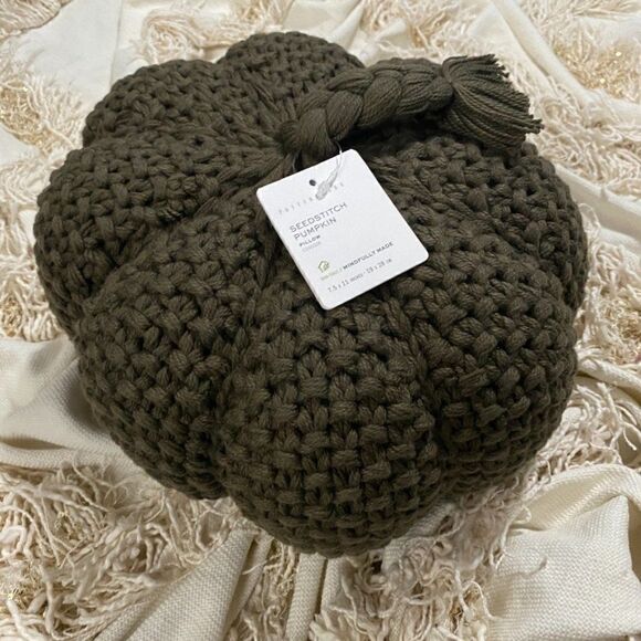 Pottery Barn Seedstitch Pumpkin Pillow Loden - Picture 7 of 7
